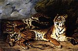 Eugene Delacroix A Young Tiger Playing with its Mother painting